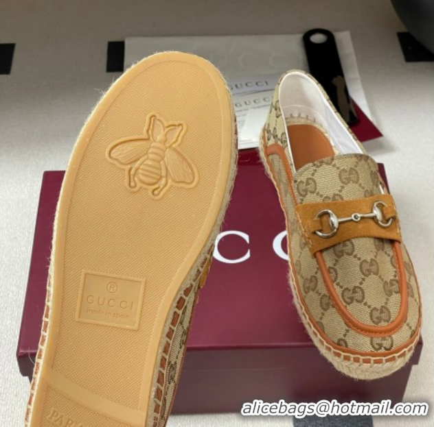 Best Grade Gucci GG Canvas Flat Espadrilles with Horsebit GG121901 Beige 2026