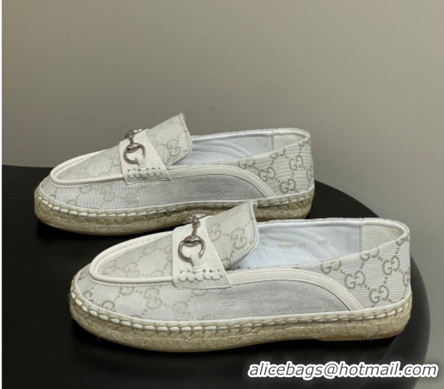 Good Quality Gucci GG Canvas Flat Espadrilles with Horsebit GG121901 White 2026
