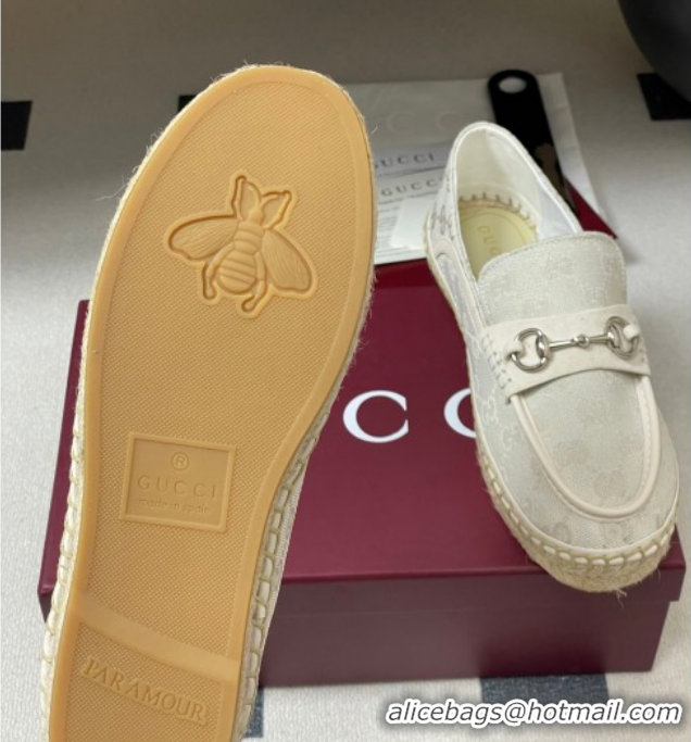Good Quality Gucci GG Canvas Flat Espadrilles with Horsebit GG121901 White 2026
