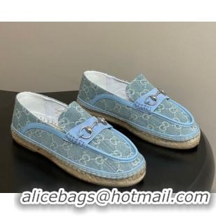 Top Design Gucci GG Canvas Flat Espadrilles with Horsebit GG121901 Blue 2026