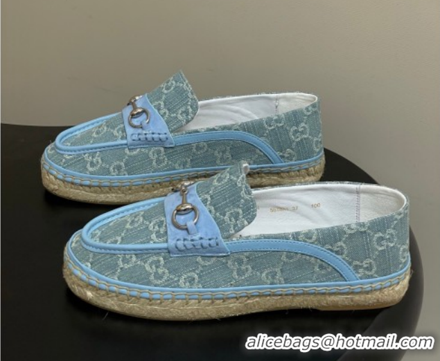 Top Design Gucci GG Canvas Flat Espadrilles with Horsebit GG121901 Blue 2026