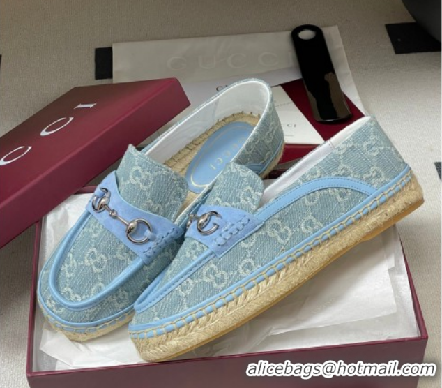 Top Design Gucci GG Canvas Flat Espadrilles with Horsebit GG121901 Blue 2026