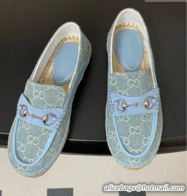 Top Design Gucci GG Canvas Flat Espadrilles with Horsebit GG121901 Blue 2026