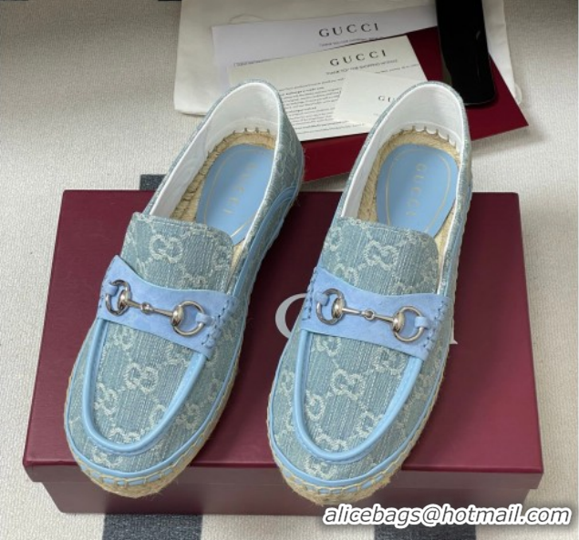 Top Design Gucci GG Canvas Flat Espadrilles with Horsebit GG121901 Blue 2026