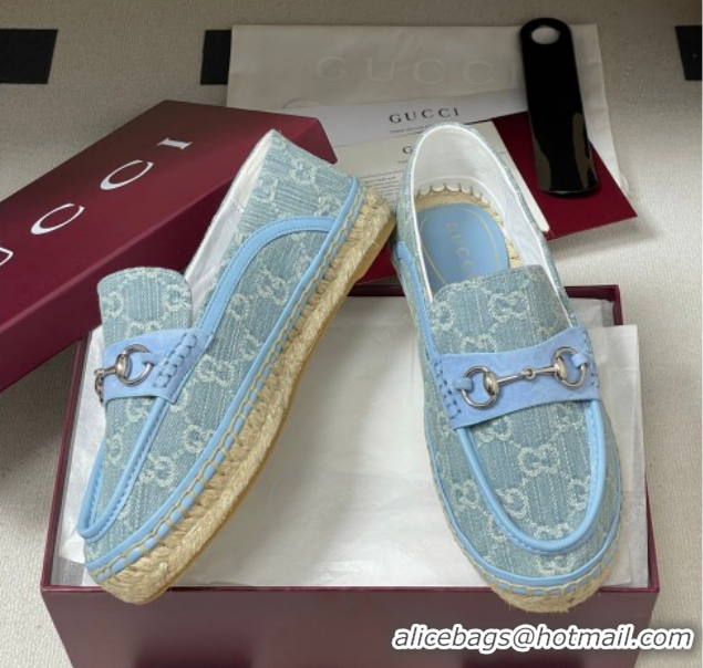 Top Design Gucci GG Canvas Flat Espadrilles with Horsebit GG121901 Blue 2026