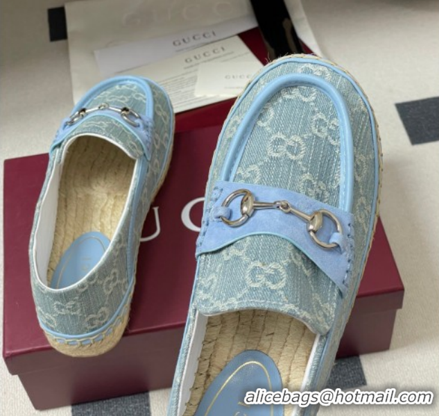 Top Design Gucci GG Canvas Flat Espadrilles with Horsebit GG121901 Blue 2026