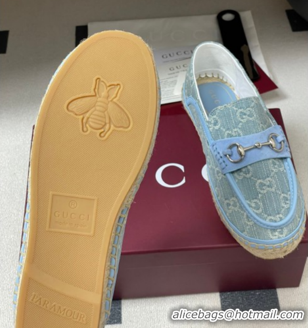 Top Design Gucci GG Canvas Flat Espadrilles with Horsebit GG121901 Blue 2026