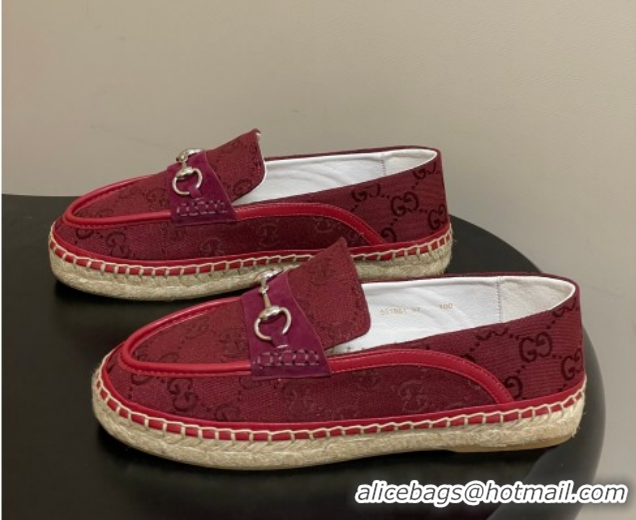 Top Grade Gucci GG Canvas Flat Espadrilles with Horsebit GG121901 Red 2026