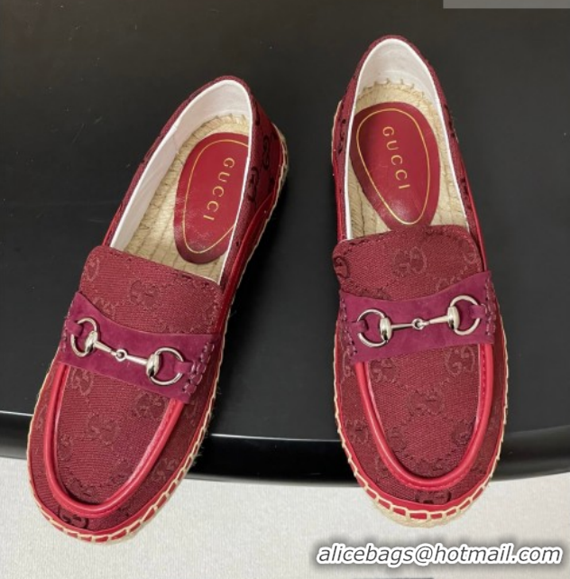 Top Grade Gucci GG Canvas Flat Espadrilles with Horsebit GG121901 Red 2026