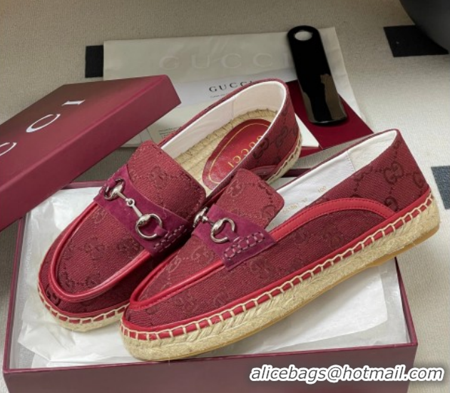 Top Grade Gucci GG Canvas Flat Espadrilles with Horsebit GG121901 Red 2026