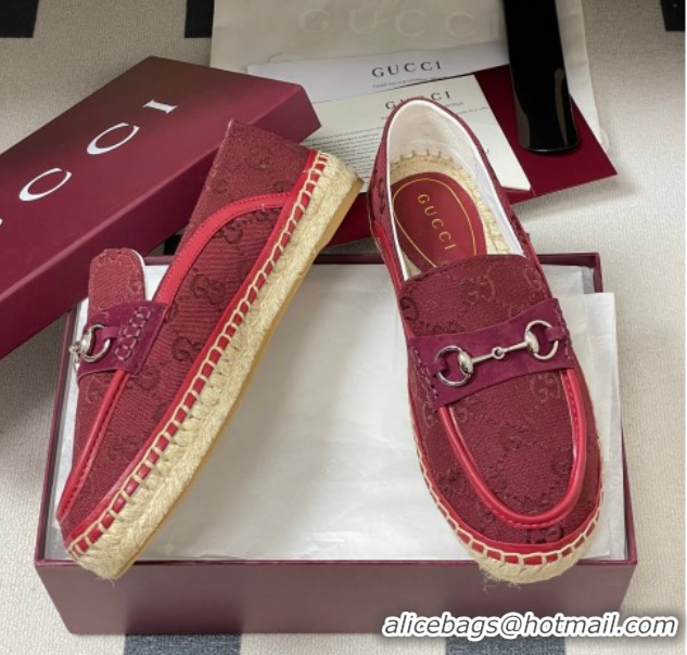 Top Grade Gucci GG Canvas Flat Espadrilles with Horsebit GG121901 Red 2026