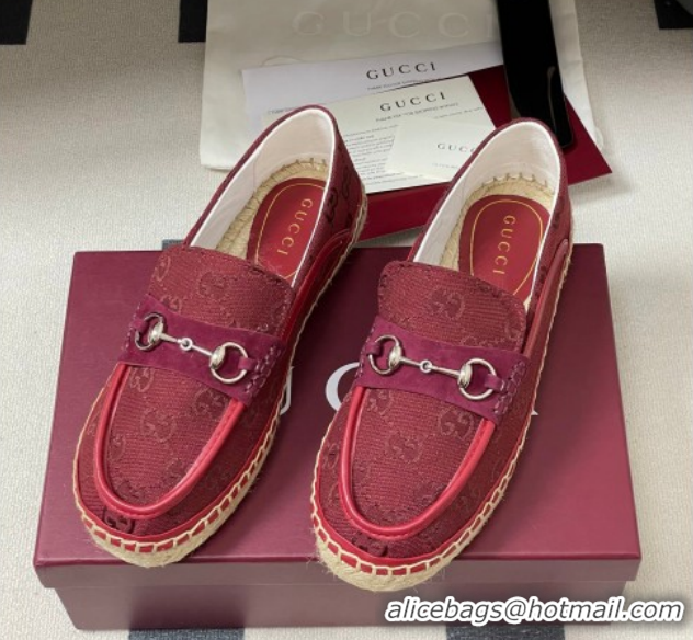 Top Grade Gucci GG Canvas Flat Espadrilles with Horsebit GG121901 Red 2026
