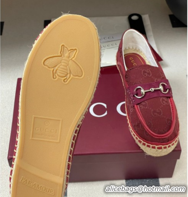 Top Grade Gucci GG Canvas Flat Espadrilles with Horsebit GG121901 Red 2026