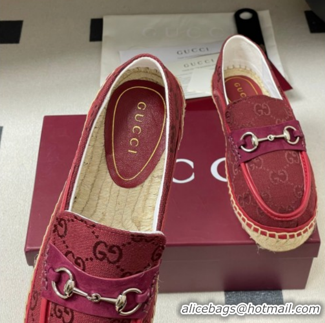 Top Grade Gucci GG Canvas Flat Espadrilles with Horsebit GG121901 Red 2026