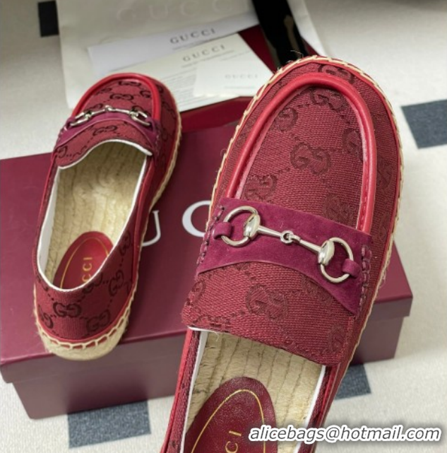 Top Grade Gucci GG Canvas Flat Espadrilles with Horsebit GG121901 Red 2026
