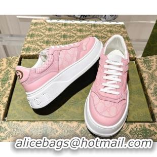 Luxurious Gucci GG Denim Platform Sneakers 4cm 676092 Light Pink 2026