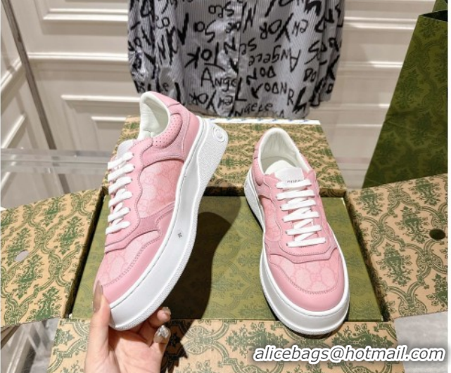 Luxurious Gucci GG Denim Platform Sneakers 4cm 676092 Light Pink 2026