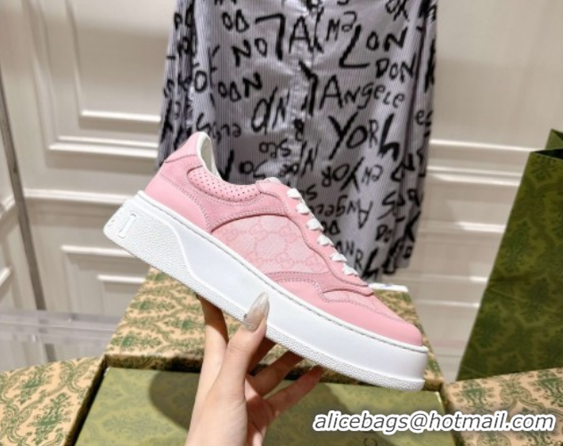Luxurious Gucci GG Denim Platform Sneakers 4cm 676092 Light Pink 2026