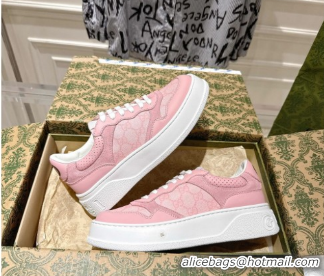 Luxurious Gucci GG Denim Platform Sneakers 4cm 676092 Light Pink 2026