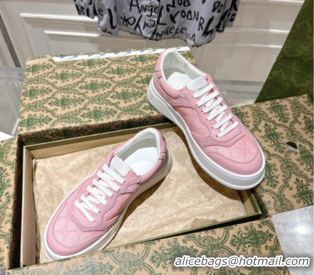 Luxurious Gucci GG Denim Platform Sneakers 4cm 676092 Light Pink 2026