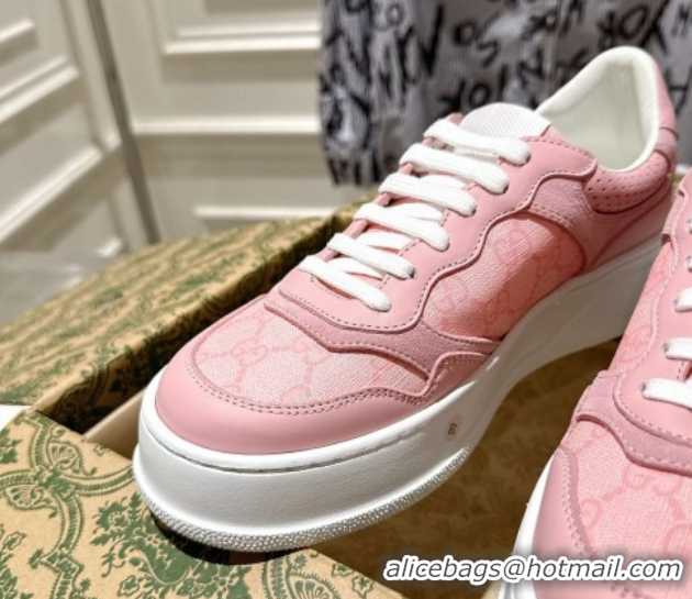 Luxurious Gucci GG Denim Platform Sneakers 4cm 676092 Light Pink 2026