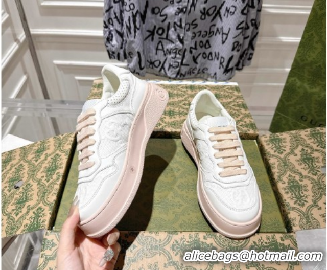 Low Price Gucci GG Denim Platform Sneakers 4cm 676092 White/Nude 2026