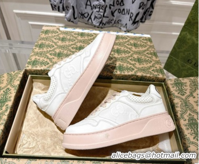 Low Price Gucci GG Denim Platform Sneakers 4cm 676092 White/Nude 2026