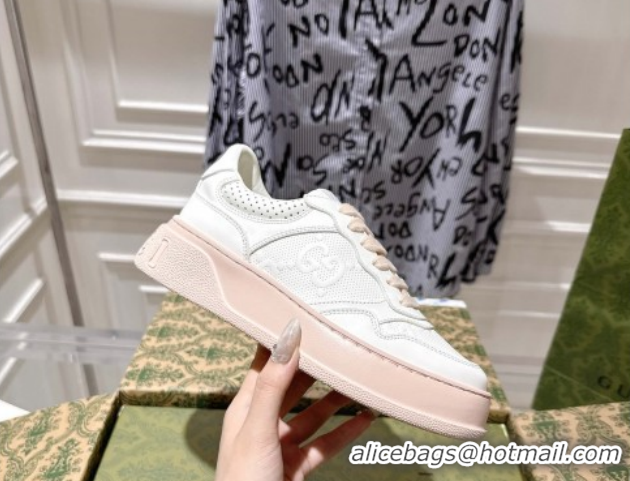 Low Price Gucci GG Denim Platform Sneakers 4cm 676092 White/Nude 2026