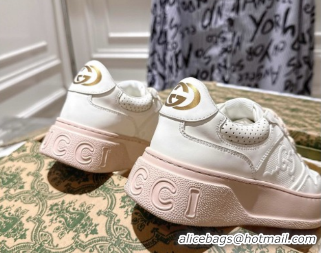 Low Price Gucci GG Denim Platform Sneakers 4cm 676092 White/Nude 2026