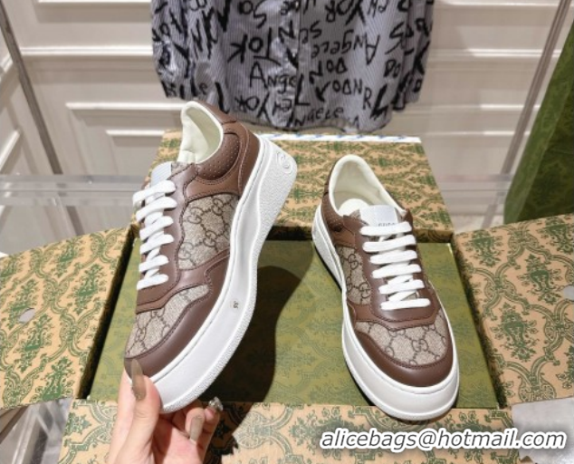 Unique Style Gucci GG Denim Platform Sneakers 4cm 676092 Beige/Brown 2026