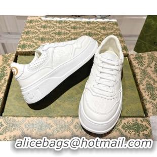 Pretty Style Gucci Maxi GG Calf Leather Platform Sneakers 4cm 676092 White 2026