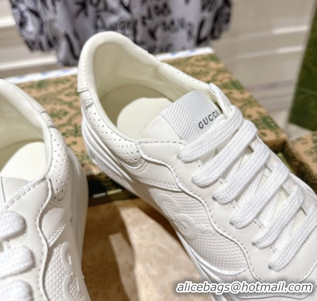 Pretty Style Gucci Maxi GG Calf Leather Platform Sneakers 4cm 676092 White 2026