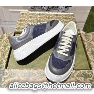 Best Product Gucci Men's Maxi-GG Canvas and Leather Platform Sneakers 4cm 676092 Blue/Grey 2026