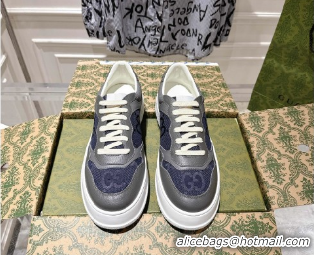 Best Product Gucci Men's Maxi-GG Canvas and Leather Platform Sneakers 4cm 676092 Blue/Grey 2026