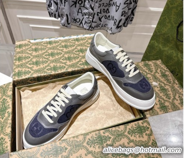 Best Product Gucci Men's Maxi-GG Canvas and Leather Platform Sneakers 4cm 676092 Blue/Grey 2026