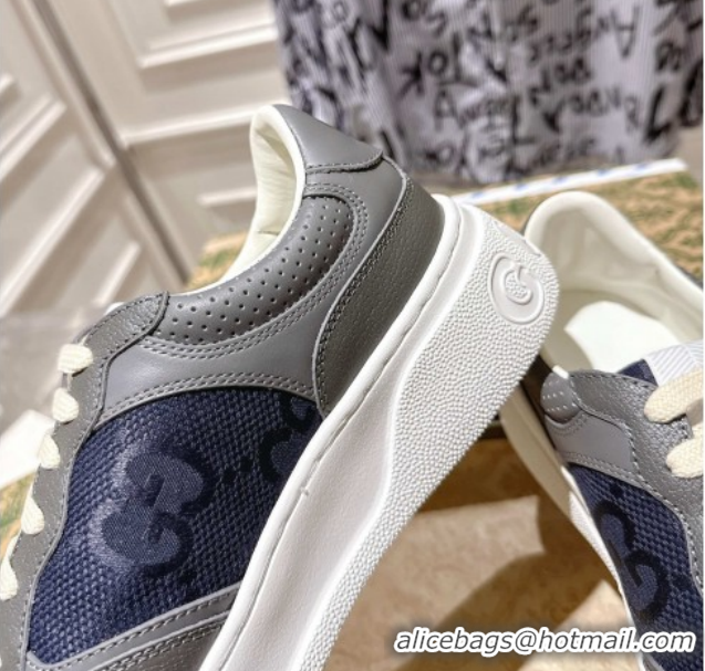 Best Product Gucci Men's Maxi-GG Canvas and Leather Platform Sneakers 4cm 676092 Blue/Grey 2026