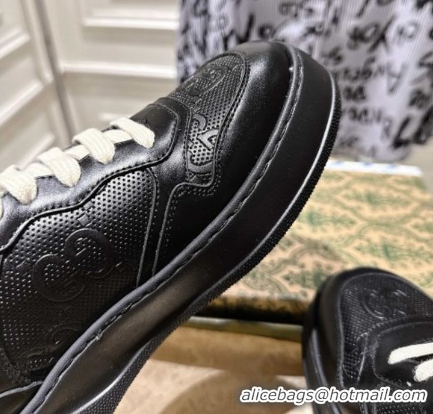 Durable Gucci Men's GG Calf Leather Platform Sneakers 4cm 676092 Black2 2026