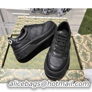 Most Popular Gucci Men's GG Canvas and Leather Platform Sneakers 4cm 676092 Black 2026