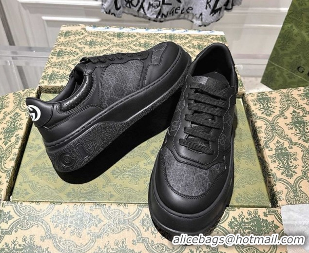 Most Popular Gucci Men's GG Canvas and Leather Platform Sneakers 4cm 676092 Black 2026