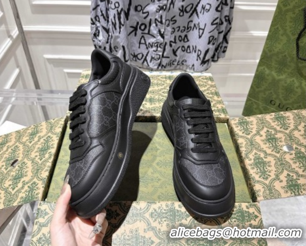 Most Popular Gucci Men's GG Canvas and Leather Platform Sneakers 4cm 676092 Black 2026