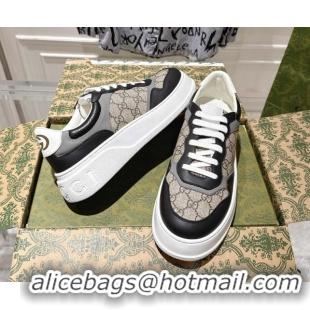 Purchase Gucci Men's GG Canvas and Leather Platform Sneakers 4cm 676092 Beige/Grey/Black 2026