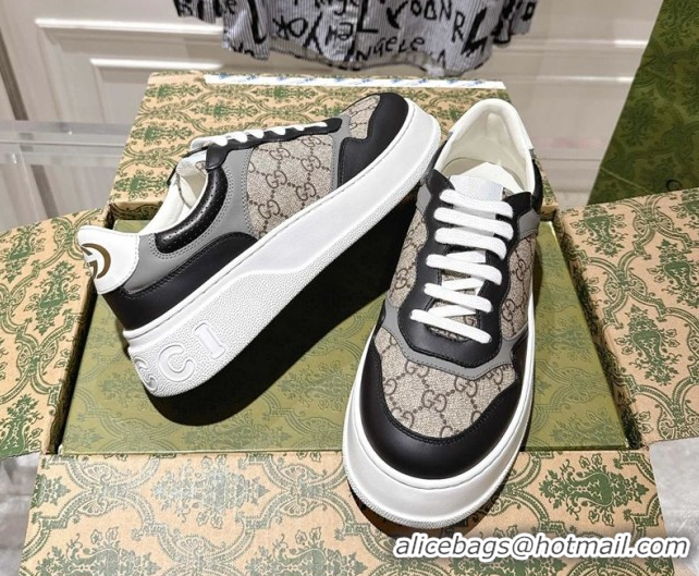 Purchase Gucci Men's GG Canvas and Leather Platform Sneakers 4cm 676092 Beige/Grey/Black 2026