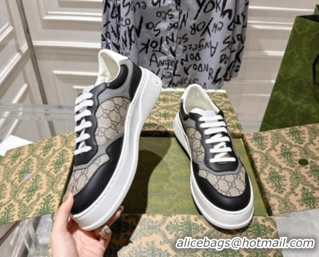 Purchase Gucci Men's GG Canvas and Leather Platform Sneakers 4cm 676092 Beige/Grey/Black 2026