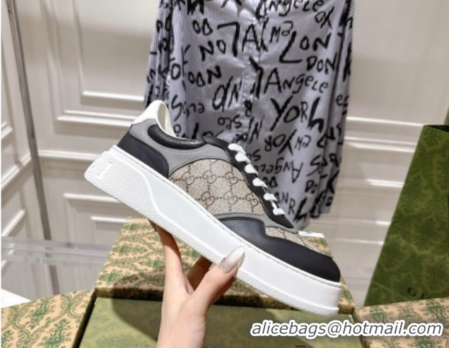 Purchase Gucci Men's GG Canvas and Leather Platform Sneakers 4cm 676092 Beige/Grey/Black 2026