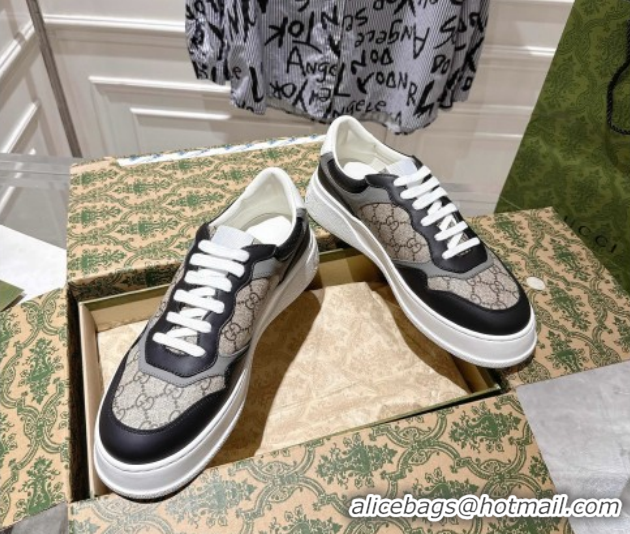 Purchase Gucci Men's GG Canvas and Leather Platform Sneakers 4cm 676092 Beige/Grey/Black 2026