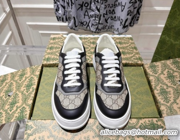 Purchase Gucci Men's GG Canvas and Leather Platform Sneakers 4cm 676092 Beige/Grey/Black 2026