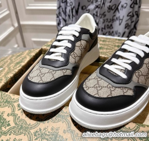 Purchase Gucci Men's GG Canvas and Leather Platform Sneakers 4cm 676092 Beige/Grey/Black 2026