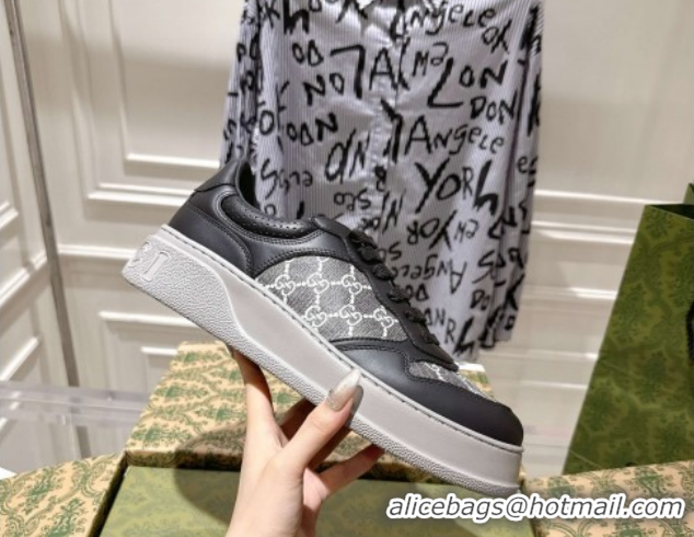 Good Looking Gucci Men's GG Canvas and Leather Platform Sneakers 4cm 676092 Grey/Black 2026