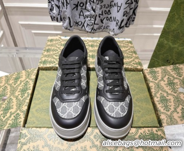 Good Looking Gucci Men's GG Canvas and Leather Platform Sneakers 4cm 676092 Grey/Black 2026
