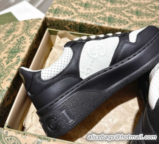Shop Duplicate Gucci Maxi GG Leather Platform Sneakers 4cm 676092 Black/White 2026